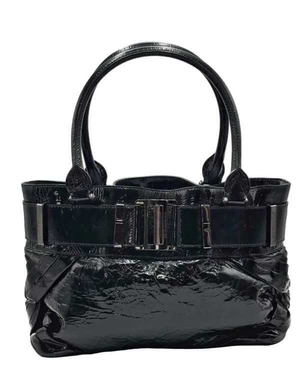 Burberry Black Patent Leather Healy Small Knot Tote Bag (Pre-owned) MQMYCG8