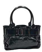 Load image into Gallery viewer, Burberry Black Patent Leather Healy Small Knot Tote Bag (Pre-owned) MQMYCG8
