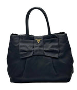 Load image into Gallery viewer, Prada Black Vela Nylon Bow Tote Bag MV1 (Pre-owned) 34H2J27

