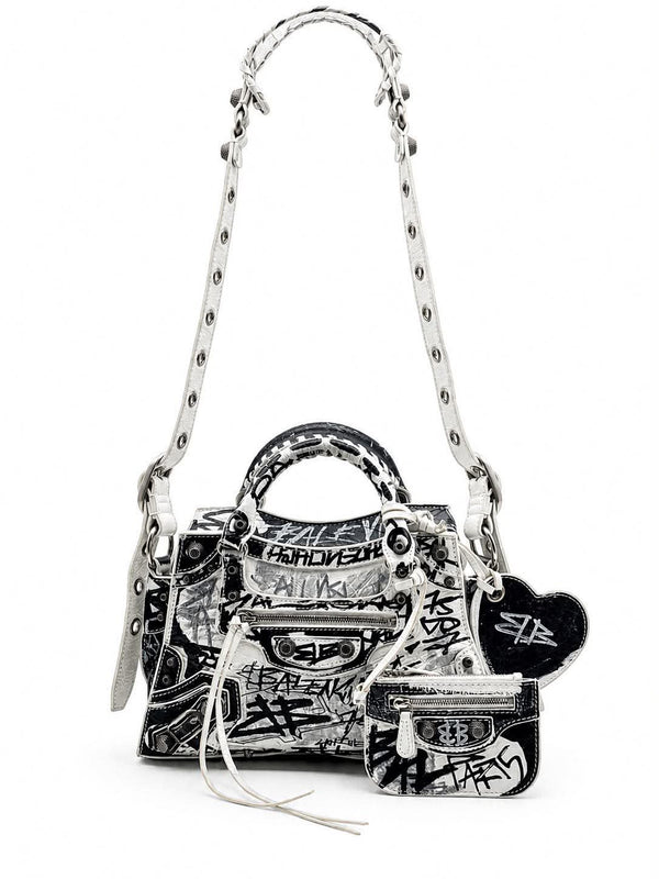 Balenciaga Agneau Arena Graffiti Neo Cagole City Handbag XS White Black (Pre-owned) MRYRG23