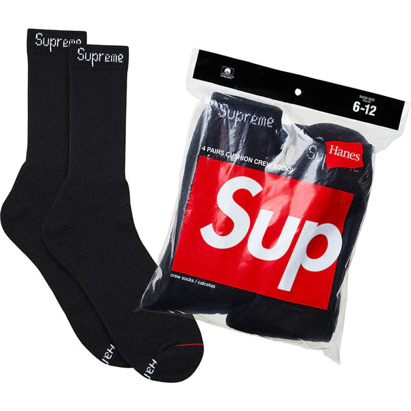 Supreme Hanes Crew Socks Crew Socks (4 Pack) Black