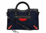 Load image into Gallery viewer, Balenciaga Mesh Arena Classic Silver Hardware Mini City Black Navy Orange (Pre-owned)
