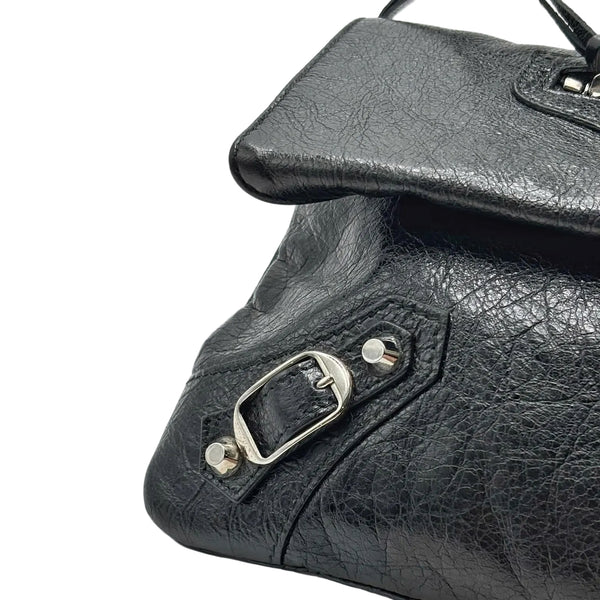 Balenciaga Black Lambskin Leather Giant 12 Silver Envelope Clutch Crossbody Bag W/ Strap (Like new) V4WHKY7