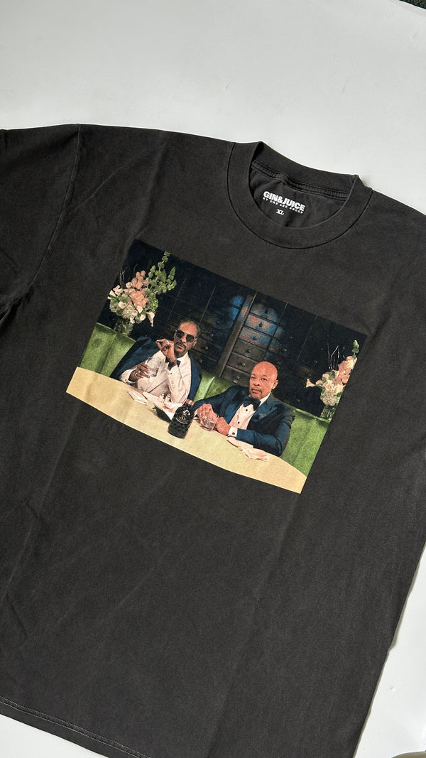 Gin & Juice By Dr.Dre And Snoop Graphic Vintage Black Tee