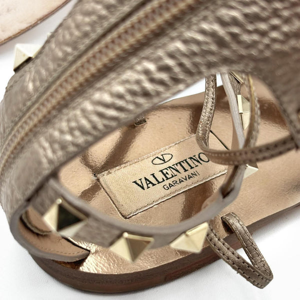 Valentino Beige Leather Knee- High Rockstud Gladiator (Pre-owned)