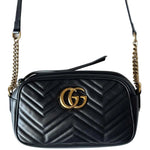 Load image into Gallery viewer, Gucci GG Marmont Small Camera Bag Black Matelasse Leather (Pre-owned) G3YKJ9X

