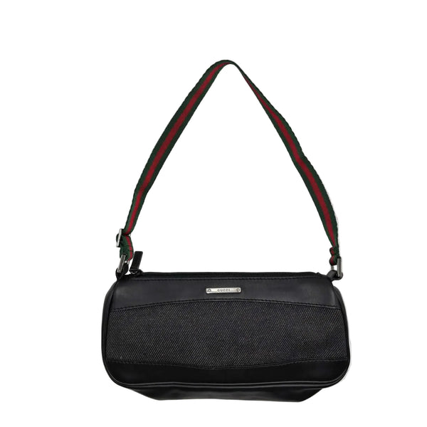 Gucci Denim Web Shoulder Bag (Pre-owned)