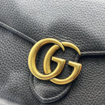 Load image into Gallery viewer, Gucci GG Marmont Gold Label Logo Leather Chain Wallet Shoulder Messenger Bag Black (Like new) BB44HW6

