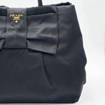 Load image into Gallery viewer, Prada Black Vela Nylon Bow Tote Bag MV1 (Pre-owned) 34H2J27
