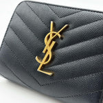 Load image into Gallery viewer, Saint Laurent Black Quilted Leather Zip Around Compact Wallet (Pre-owned) K9C8624
