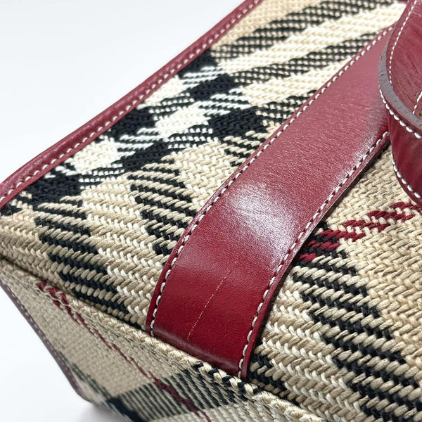 Burberry Blue Label Tweed Nova Check Handbag Beige/Red (Pre-owned)