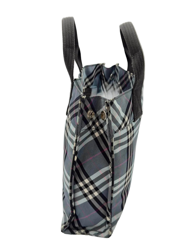 Burberry Blue Label Nova Check Mini Tote Bag in Light Bue Canvas (preowned)