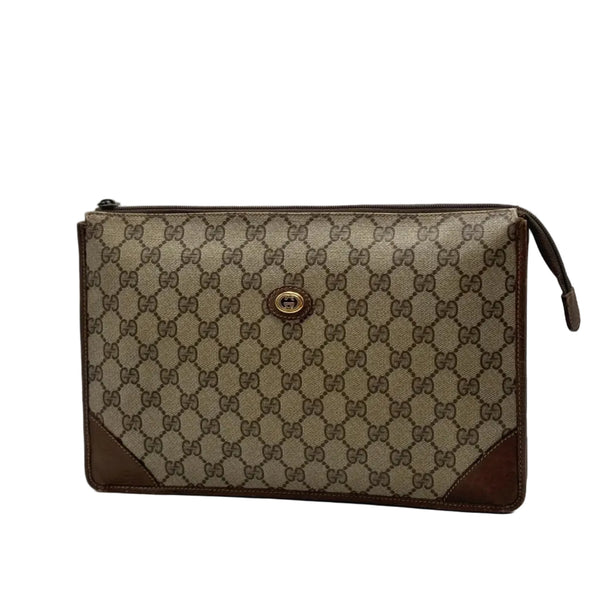 Gucci Ophidia Brown Canvas Clutch Bag Vintage (Pre-owned) MXJR6TW