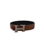 Load image into Gallery viewer, Hermes Gold/Black Chamonix and Togo Leather H Buckle Reversible Belt 100CM (Like new) JRXC2KV
