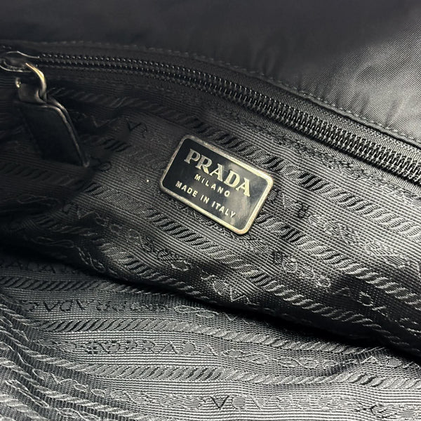 Prada Black Nylon and Leather Tote Bag Gold Tone (Pre-owned)