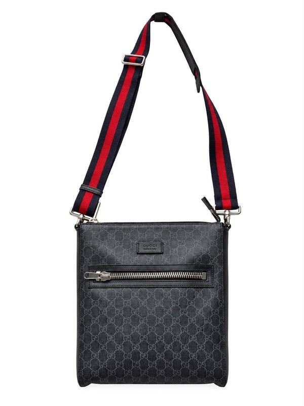 Gucci Black GG Supreme Coated Canvas Flat Messenger Bag (Pre-owned) W4B9J6D