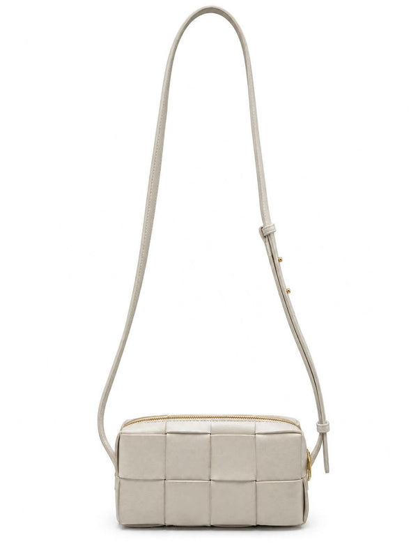 Bottega Veneta Lambskin Maxi Intrecciato Small Brick Cassette Bag White (Pre-owned) 39T8TJK
