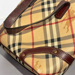 Load image into Gallery viewer, Burberry Nova Check Shadow Horse Handbag Tote Bag Brown Beige Leather (Pre-owned)
