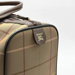 Load image into Gallery viewer, Burberry Check Boston Bag Travel Khaki Brown Canvas Leather (Pre-owned)
