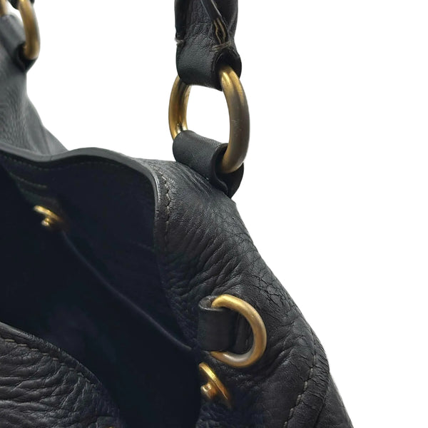 Prada Black Vitello Daino Leather Tote Bag (Pre-owned) 43RRTJC