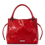 Load image into Gallery viewer, Burberry Red Check Embossed Patent Leather Bilmore Tote (Pre-owned)

