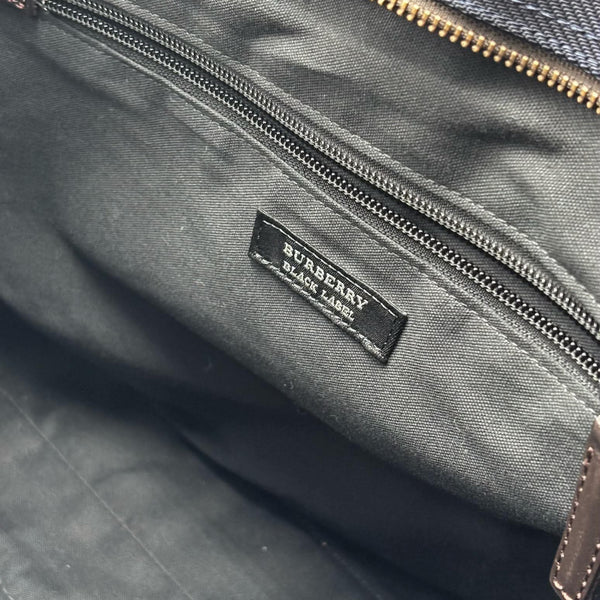 Burberry Black Label Business Bag Dark Brown/Navy Leather (Pre-owned)