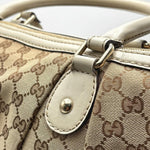 Load image into Gallery viewer, Gucci Brown GG Canvas Sukey Satchel White Beige Leather Cloth Pony-style calfskin Cloth (Pre-owned) 7K8RHJV
