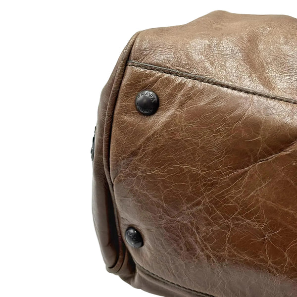 Prada Glace Calf Leather Top Handle Bag (Pre-owned) DKG2R4W