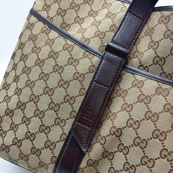 Gucci GG Canvas Tote Bag Beige Cloth (Pre-owned) WRVB3CH