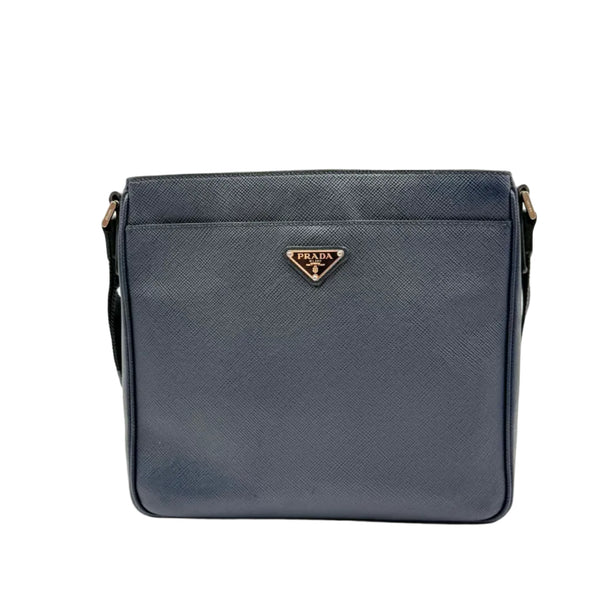 Prada Saffiano Leather Messenger Bag in Navy Blue (Like new)