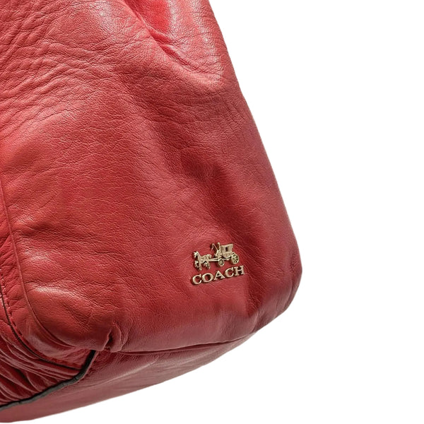 Coach Madison Gathered Twist Leather Madeline Satchel Vermillion Red (Pre-owned)