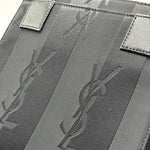 Load image into Gallery viewer, Saint Laurent Black Satin Tote Bag Vertical Stripes (Like new) 63BTXDG

