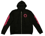 Load image into Gallery viewer, Chrome Hearts Horseshoe Floral Cross Sleeve Zip Up Hoodie Black Pink
