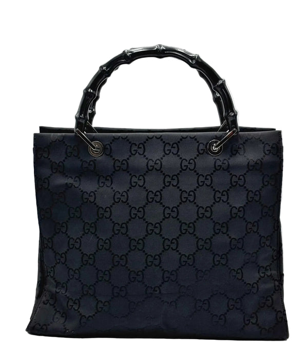 Gucci Nylon Monogram  Bamboo Shopper Tote Black (Pre-owned)