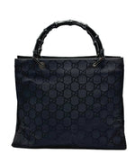 Load image into Gallery viewer, Gucci Nylon Monogram  Bamboo Shopper Tote Black (Pre-owned)
