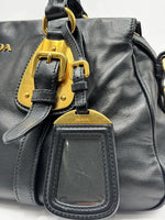 Load image into Gallery viewer, Prada Black Soft Calf Leather Satchel Bag W/ Long Strap (Pre-owned) RBCTQTV
