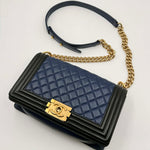 Load image into Gallery viewer, Chanel Bicolor Boy Flap Bag Quilted Lambskin (Like new) B69319.1273
