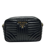 Load image into Gallery viewer, Prada Black Quilted Soft Calfskin Leather Diagramme Camera Crossbody Bag (Like new) K7JVRDD
