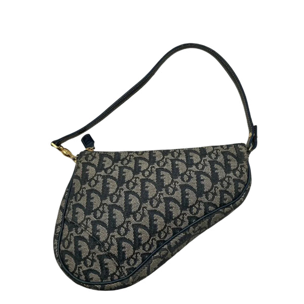 Christian Dior Mini Diorissimo Canvas Saddle Pochette Shoulder Bag (Pre-owned) JXGHQ7H