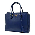 Load image into Gallery viewer, Prada Blue Saffiano Lux Leather Magentic Closure Tote (Pre-owned) MMVQ39B
