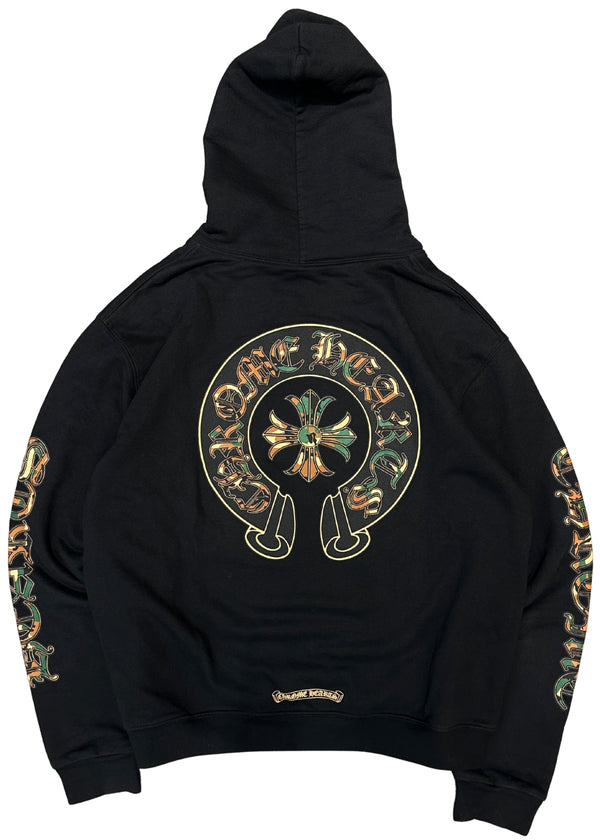 Chrome Hearts Black & Camo Cross Horseshoe Logo Zip Up Hoodie