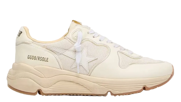 Golden Goose Running Sole in Mesh & White Nappa
