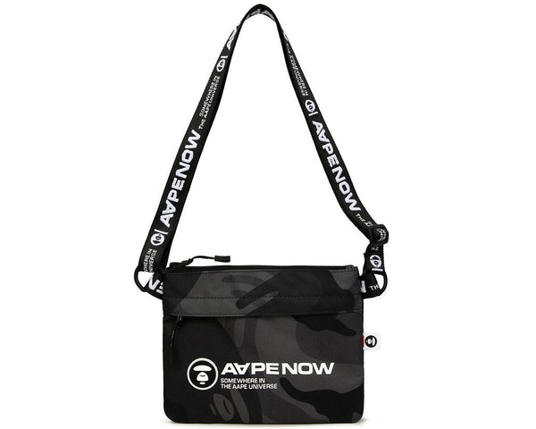 AAPE Moonface patch sacoche bag camo Black