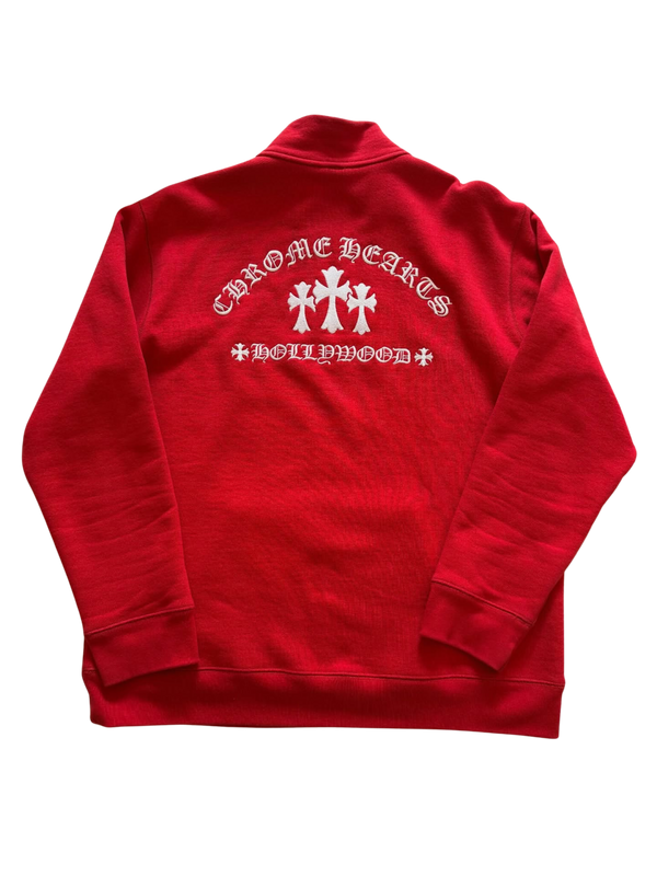 Chrome Hearts Triple Cross Hollywood Quarter Zip Pullover Red (Like New)