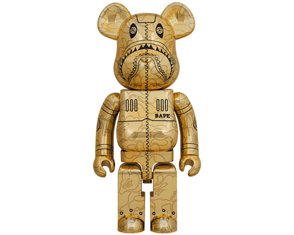 Bearbrick x BAPE x Hajime Sorayama Camo Shark 1000% Gold