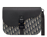 Load image into Gallery viewer, Dior Saddle A5 Pouch Beige and Black Dior Oblique Jacquard with Black Grained Calfskin (Preloved)
