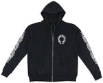 Load image into Gallery viewer, Chrome Hearts Horseshoe Floral Cross Sleeve Zip Up Hoodie Black/White
