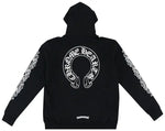 Load image into Gallery viewer, Chrome Hearts Horseshoe Floral Cross Sleeve Zip Up Hoodie Black/White
