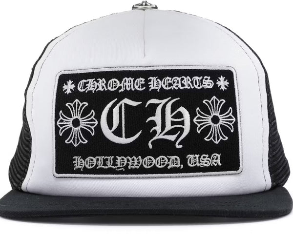 Chrome Hearts CH Hollywood Trucker Hat Black/White