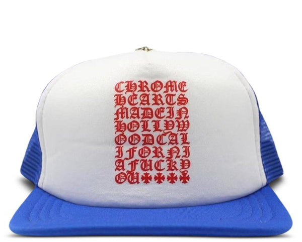 Chrome Hearts Eyechart Trucker Hat Blue/White/Red